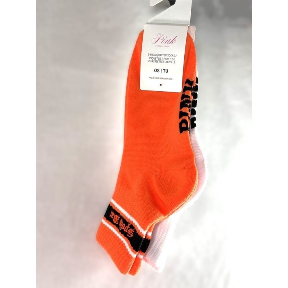 Victoria's Secret PINK Halloween Half Baked/Optic White Bats 2-Pack Quarter Sock